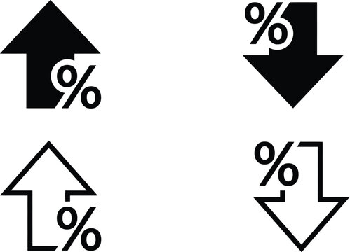 Percentage Icons, Increase and Decrease Rate Indicators