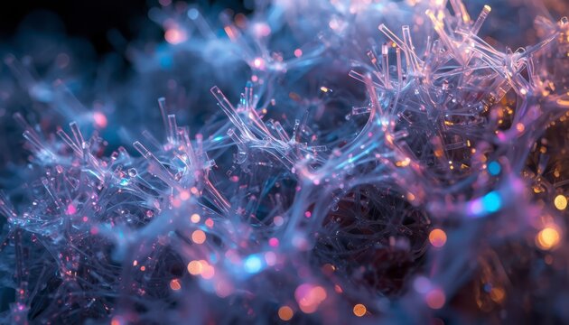 Extreme macro photography of translucent monocular plastic fibers