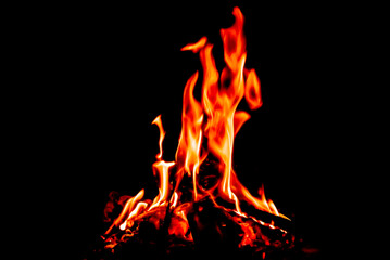 Fototapeta premium Burning firewood white fire isolated on transparent background,