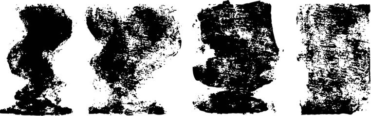 Obraz premium black ink splatter textures with grunge distressed abstract patterns on white background