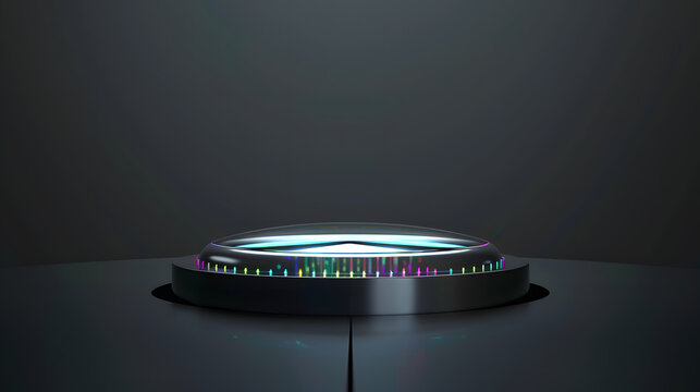 Minimalist liquid titanium and bismuth dial forecasting data points
