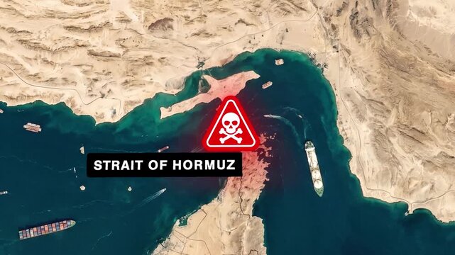 Strait of Hormuz 2026 Ships Navigate Blocked Oil Trade Route Animated