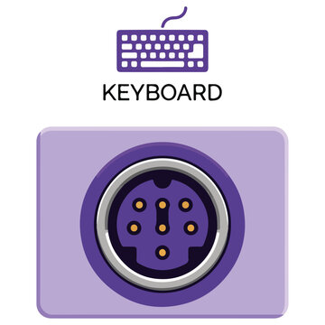 Purple PS2 Keyboard Connector Icon Vector
