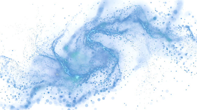 Floating Blue Cosmic Particles on transparent Background