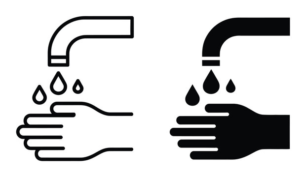 Hand Washing Under Faucet Vector Illustration