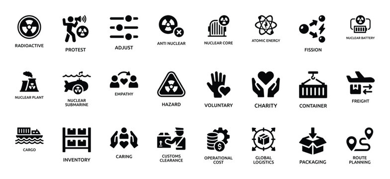 Nuclear Logistics Icons Vector Illustration