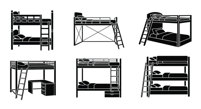 Bunk Beds Collection In Black Silhouette bed