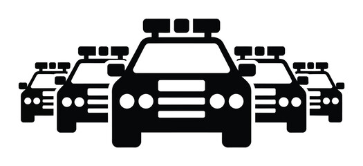 Police Cars Lineup Vector Illustration © Monoyar