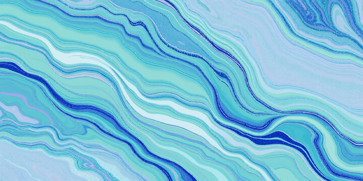 Abstract Blue Water Wave Background with Seamless Ocean Pattern Design Wallpaper