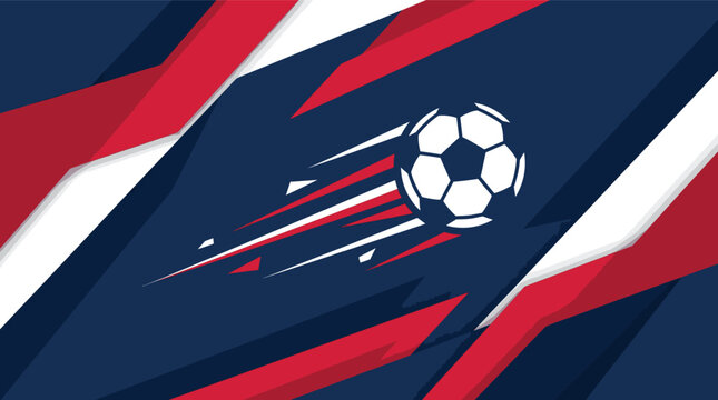 Abstract Soccer Ball Motion Background with Red Blue White football sport