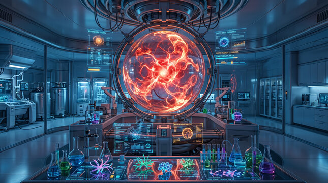  Futuristic Plasma Energy Laboratory with Spherical Containment