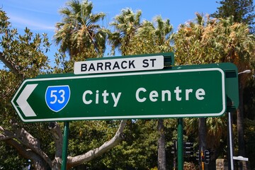 Fototapeta premium City Centre direction sign in Perth, Western Australia.