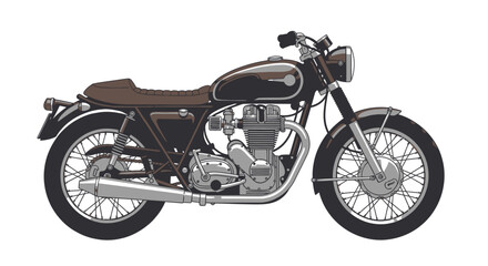 Classic motorcycle with brown leather seat. © Studio84
