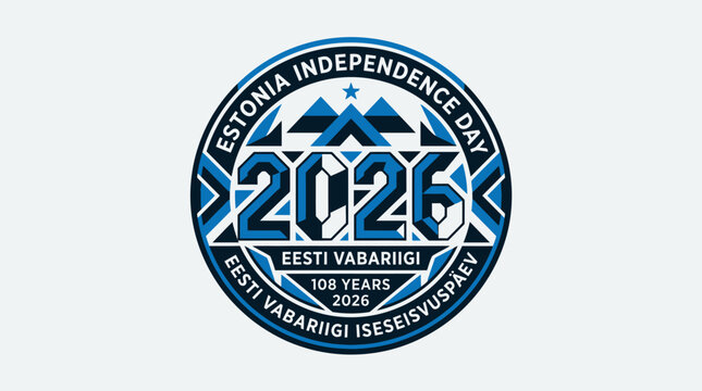 Estonia Independence Day 2026 Celebration Emblem Graphic Illustration High Quality 108 Years Anniversary Badge Design