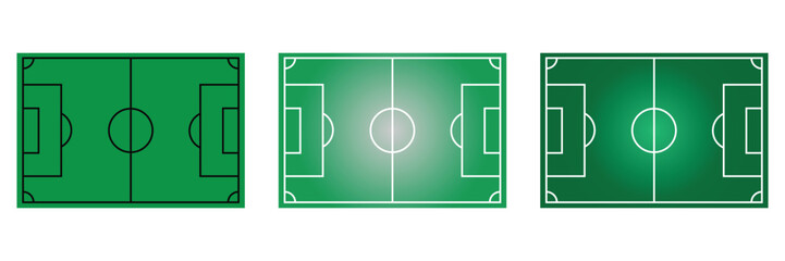 Football Soccer Pitch Icon Set Vector, Line Style Sports Field Layout Symbols for Match Strategy,  Training and Stadium Design © maxalamin09