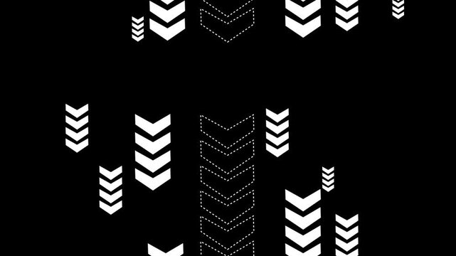 Background with repeating chevron arrow patterns solid and dotted outlines animation