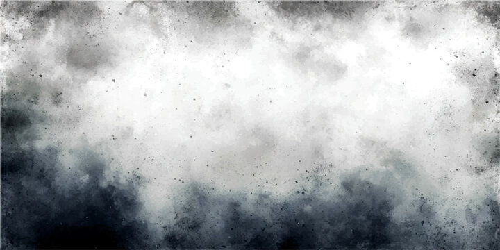 Abstract textured smoky background with white and dark grey cloud pattern and grunge border effect.