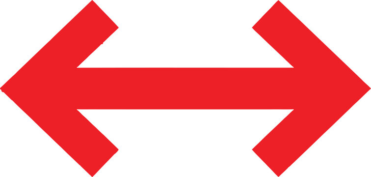 Red double headed arrow pointing left and right for navigation and direction