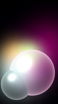 Cream Pink Black Glass Bubbles Motion Background, Smooth Floating Bubbles Animation Seamless Loop, 4K