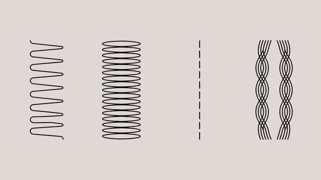 Simple spring and helix wire illustrations with braided rope design