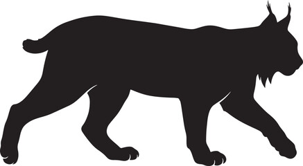 Black Lynx Silhouette Vector, Wild Cat Profile, Feline Animal Graphic, Elegant Predator Illustration, Isolated on White Background © Ahsan
