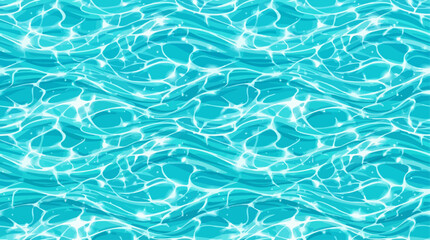 Fototapeta premium Seamless Vector Pattern of Sparkling Blue Pool Water with Caustic Light Refractions for Summer Backgrounds