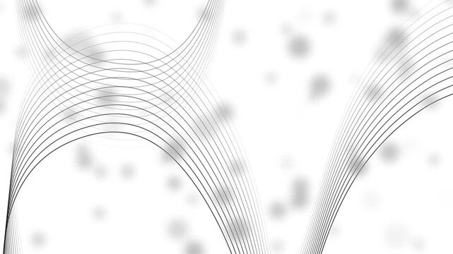 Abstract gradient background with glowing bokeh lights and white curved line waves animation