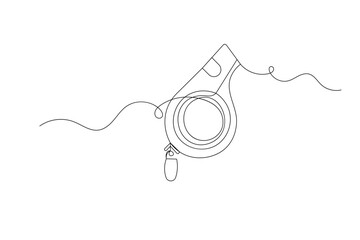 Obraz premium Whistle minimal continuous one-line art drawing for a sports referee or coach icon 