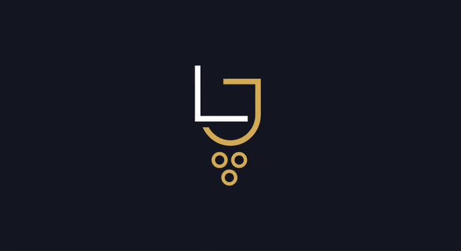 Minimalist gold line art wine glass logo monogram.