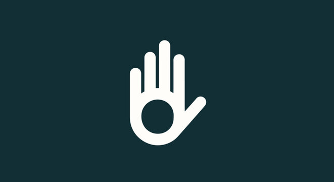 Minimalist Hand Symbol with Palm Circle Icon