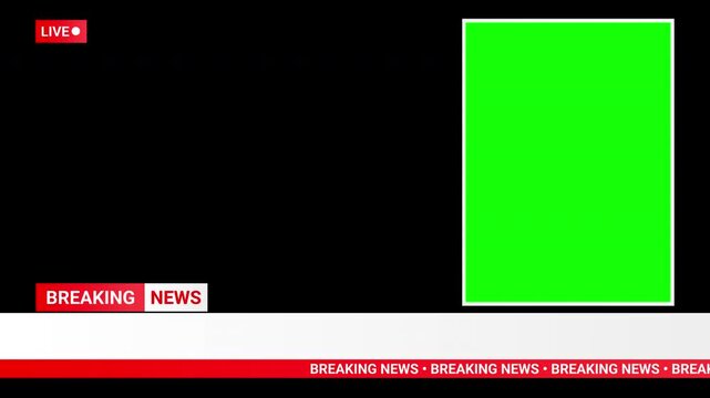 Live breaking news broadcast lower third template with green screen