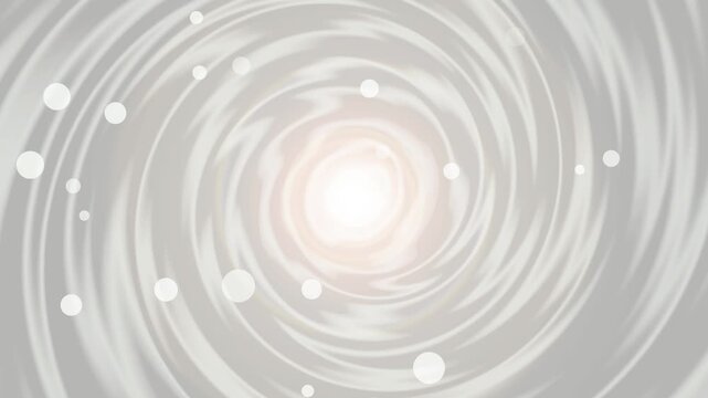 Soft swirling tunnel of light spirals and glowing center floating bokeh orbs animation