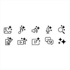 Fototapeta premium Set of ai generated content icons, including image, music, audio, microphone, search, text, video, and chat