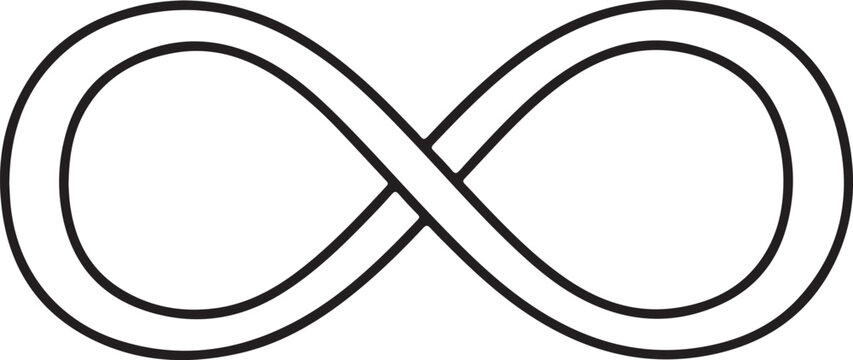 Infinity symbol, black line art, vector icon, mathematical sign
