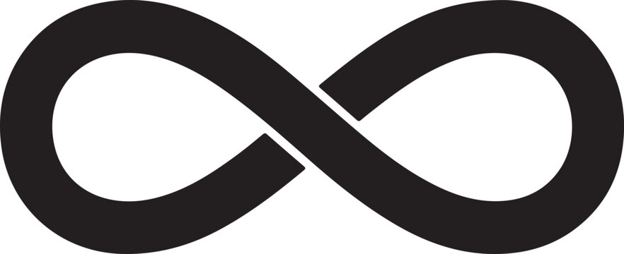 Infinity symbol, black vector icon, infinite loop, limitless sign