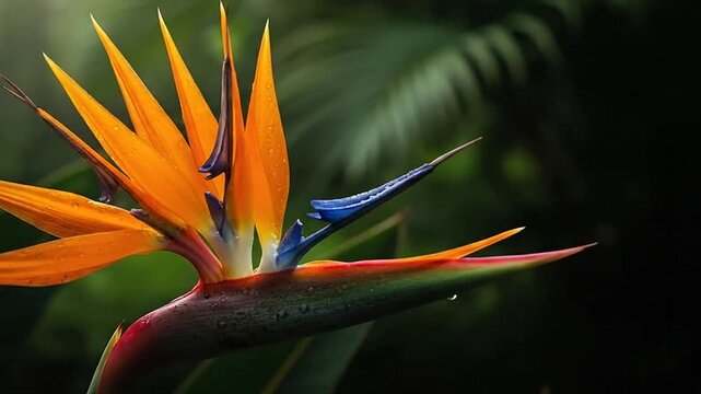 Bird of Paradise flower in bloom.