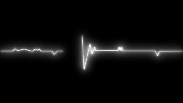 Glowing neon ecg heartbeat waveform on grid background animation