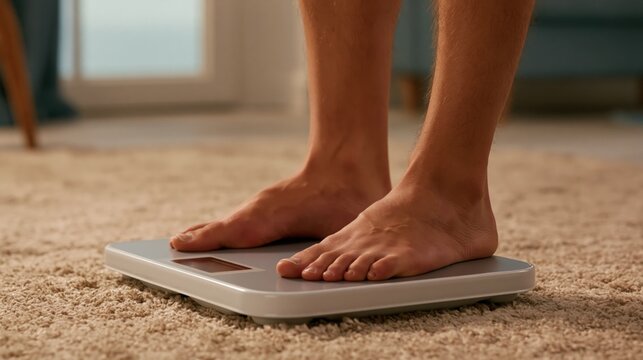 Feet stand bare on digital scale