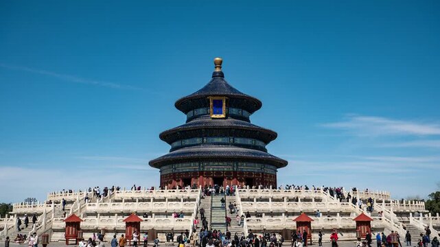 Tourists at the Temple of Heaven in Beijing China in Temple of Heaven, Beijing, China