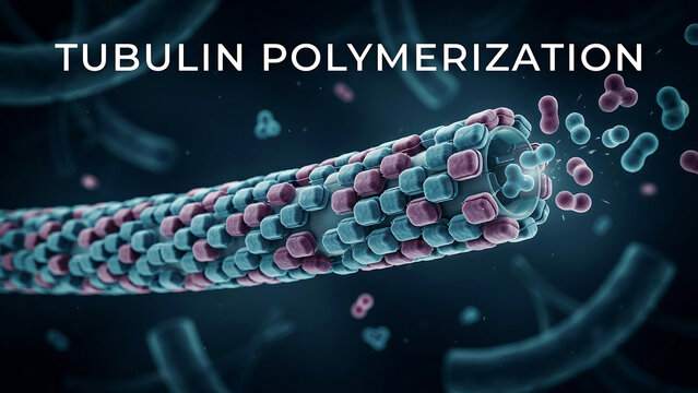 Tubulin polymerization process forming microtubules from tubulin proteins in cellular structures and functions  microtubule dynamic instability