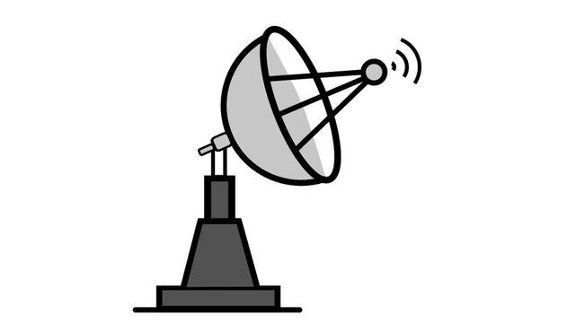 Satellite Dish Antenna Icon Sending Wireless Signal Animation