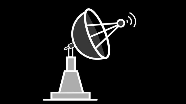 Satellite Dish Antenna Icon Sending Wireless Signal Animation