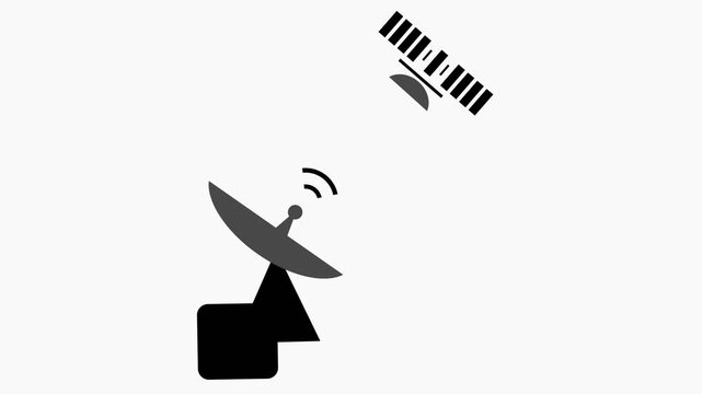 Satellite Communication Icon with Ground Dish Antenna Animation