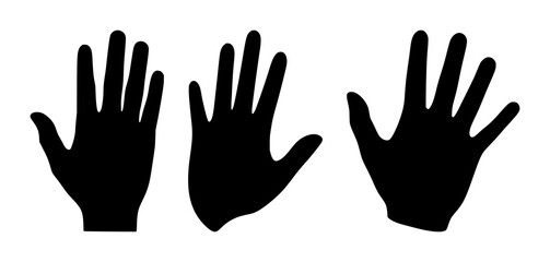 Fototapeta premium Solid black icon, white background: haptic feedback hand icon set with simple line art design featuring outline, illustration, graphic elements with clean design and vector art