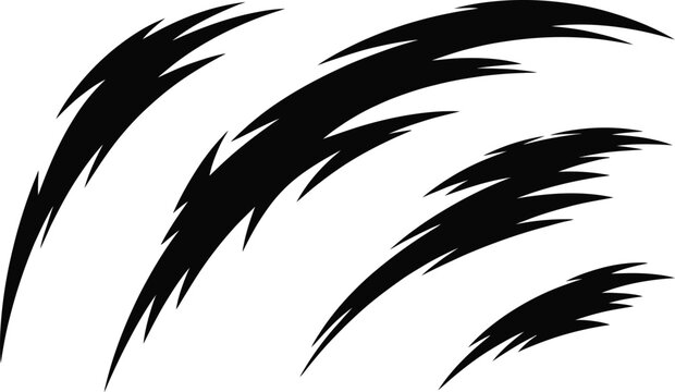 Set of wild animal claw marks and scratch traces with predator silhouette isolated dangerous aggressive illustration abstract wilderness creature