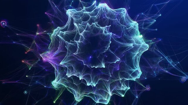 abstract neon glowing crystal formation animation