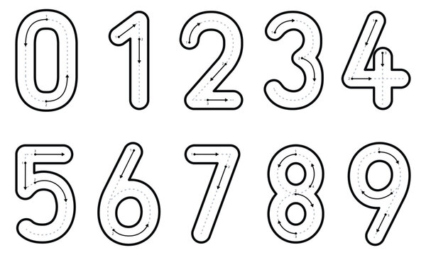 tracing numbers worksheet vector