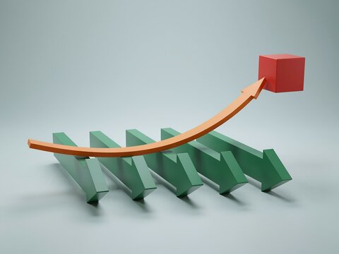 Growth arrow blocks showing upward trend and progress