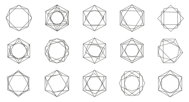 Geometric shapes in black lines.