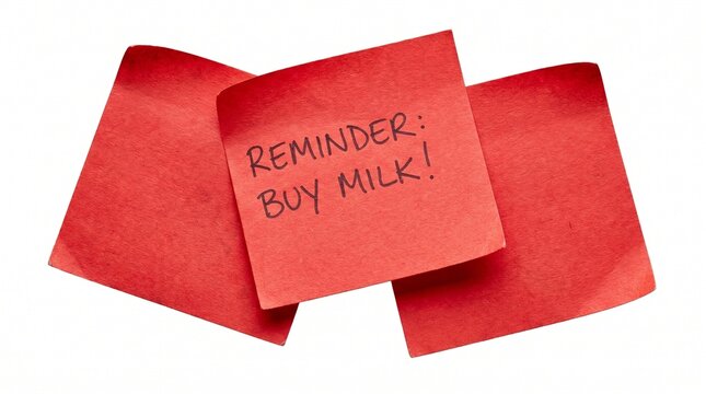 Sticky note reminder. Post it note paper. red sheets for notes isolated with clipping path on background.